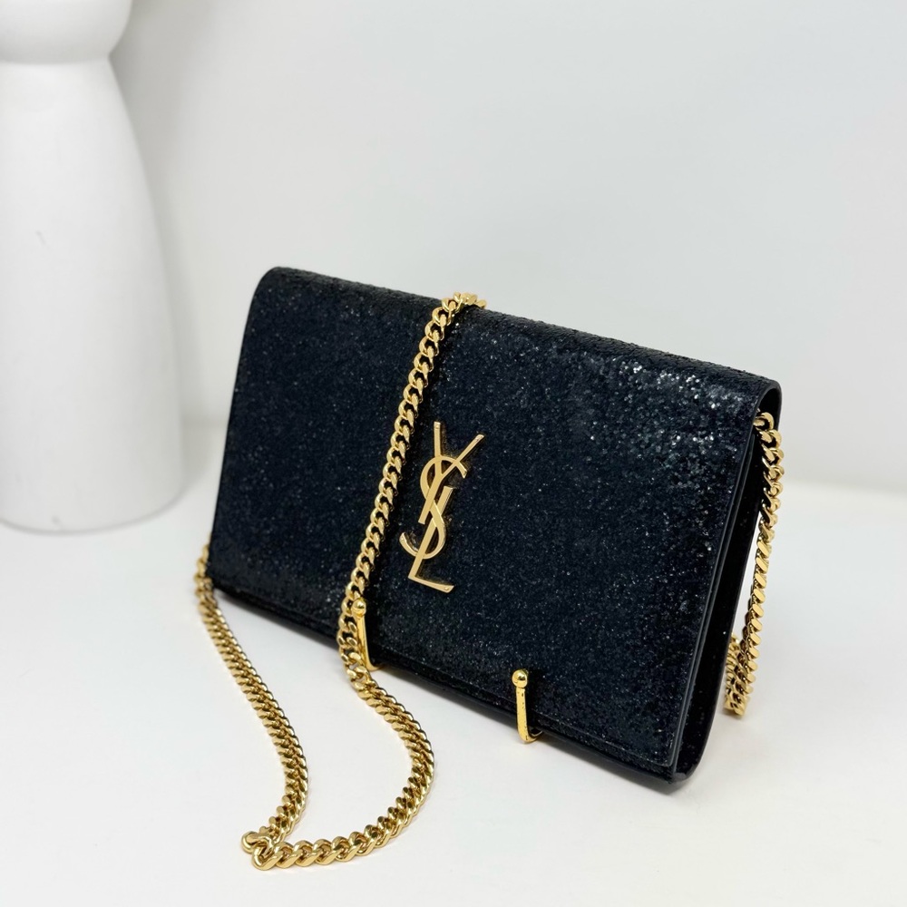 💯 Authentic YVES SAINT LAURENT Kate Monogramme Glitter Crossbody - Picture 3 of 12